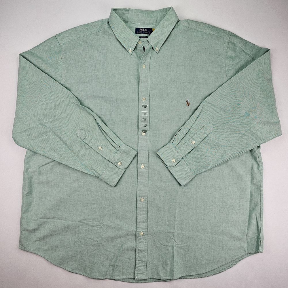Polo Ralph Lauren Men's Classic Fit Long Sleeve Button Down Shirt Green 3XB
